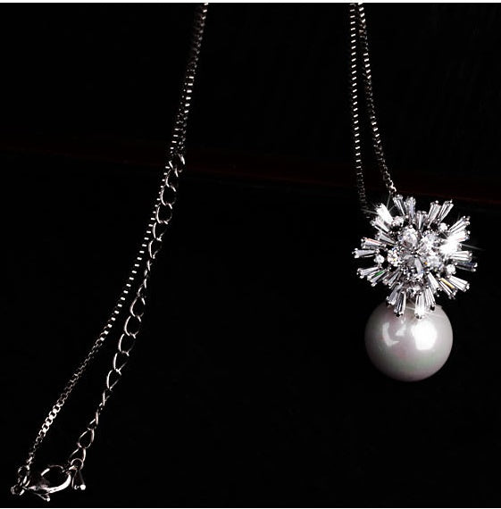 Pearl Zircon Necklace – Elegant Luxury Women’s Jewelry with Sparkling Design