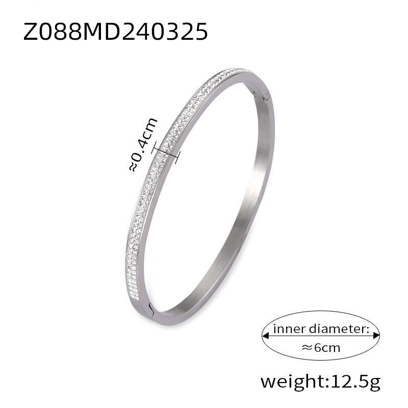 Retro Minority Unique Simple Jewelry Carved Roman Digital Design Diamond-embedded Titanium Steel Gold-plated Bracelet