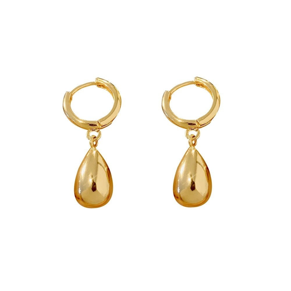 Elegant 18K Gold Plated Matte Brushed Waterdrop Earrings for Women Fashion