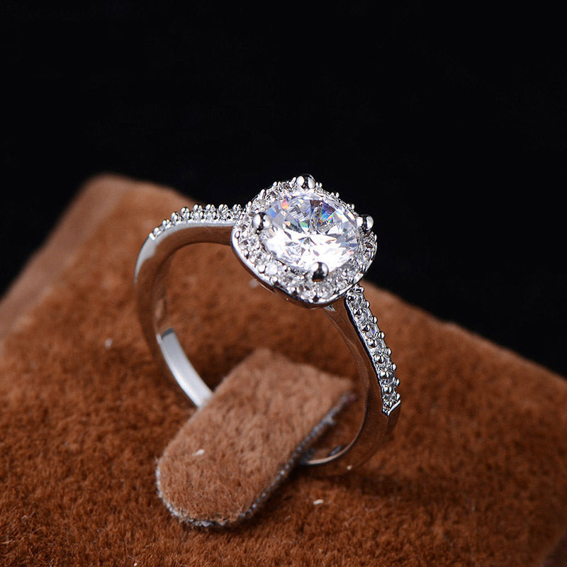 Elegant Silver Wedding Ring for Women – Square Cut Cubic Zirconia Luxury Engagement Band