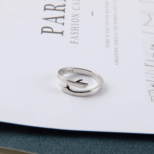Adjustable Hug Hands Ring – Minimalist Alloy Open Ring for Women