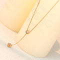 18K Rose Gold Plated Stainless Steel Necklace – Elegant Single Stone Jewelry
