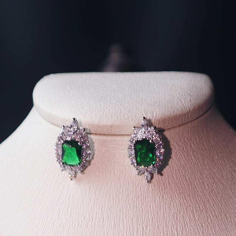 Dark Green Pendant Jewelry Set – Elegant Necklace & Earrings for Women