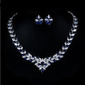 Elegant Zircon Flower Stud Necklace Set Sparkling Luxury Jewelry for Women