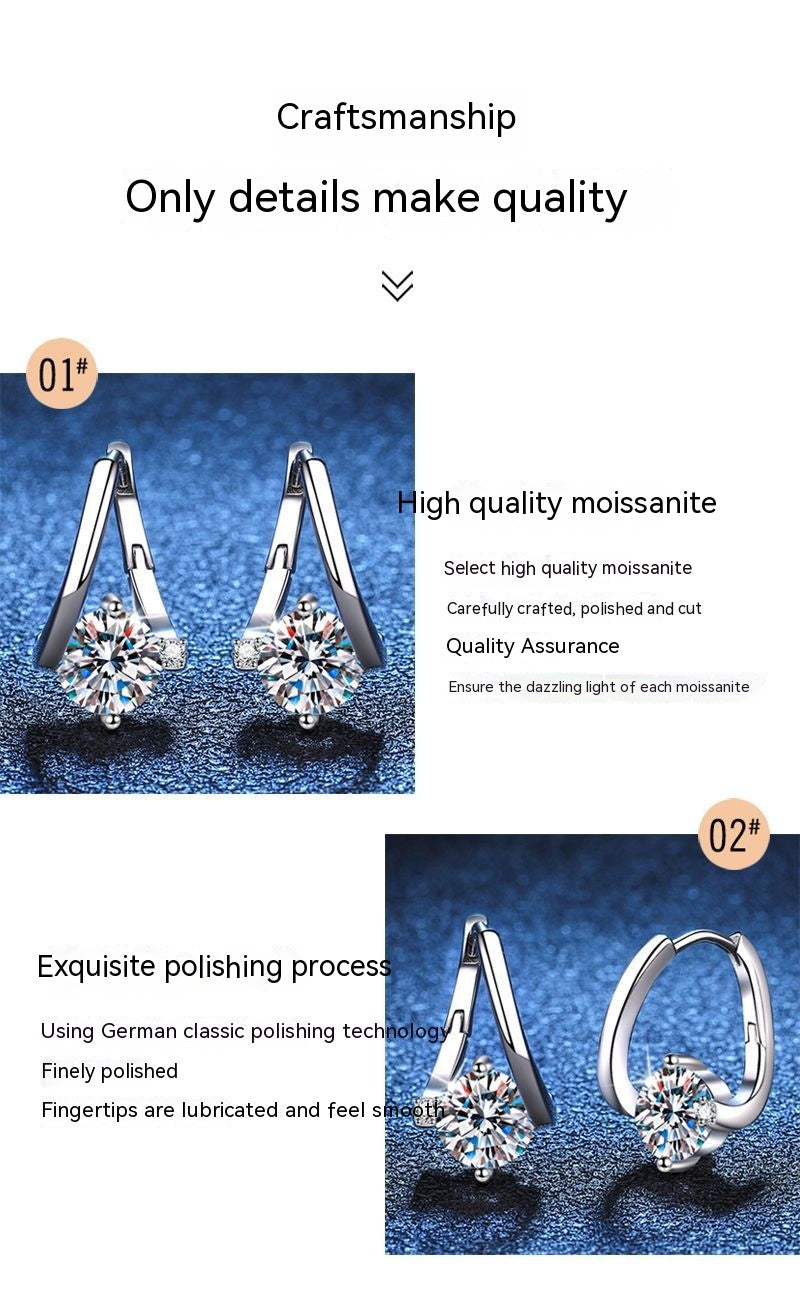 Affordable Luxury S925 Sterling Silver Moissanite Earrings Elegant Sparkling Design
