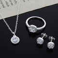 Elegant Zircon Jewelry Set Luxury Sparkling Necklace Earrings Bracelet Suit for Women