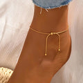 Adjustable Ball Bead Ankle Bracelet for Women Elegant Minimalist Jewelry Accessory