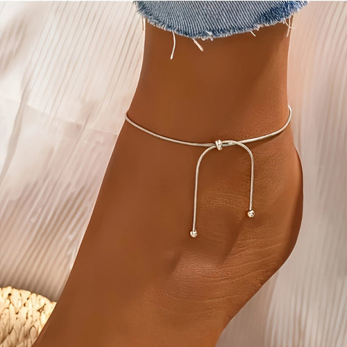 Adjustable Ball Bead Ankle Bracelet for Women Elegant Minimalist Jewelry Accessory