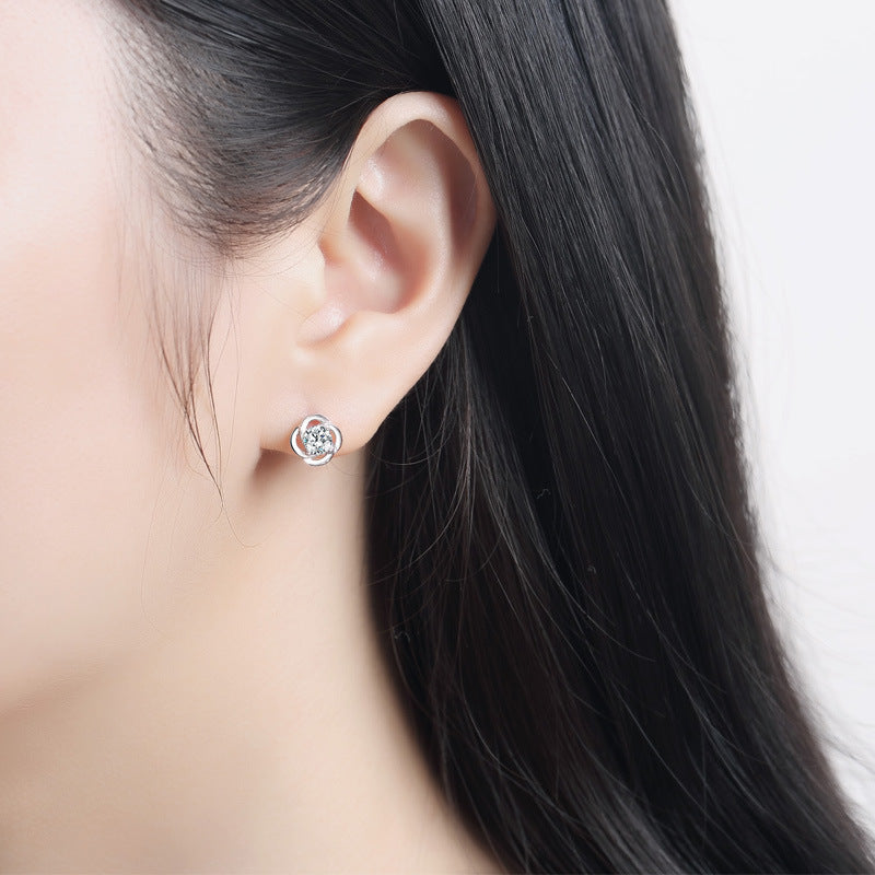 Elegant Sterling Silver Clover Earrings Lucky Minimalist Fashion Jewelry for Women