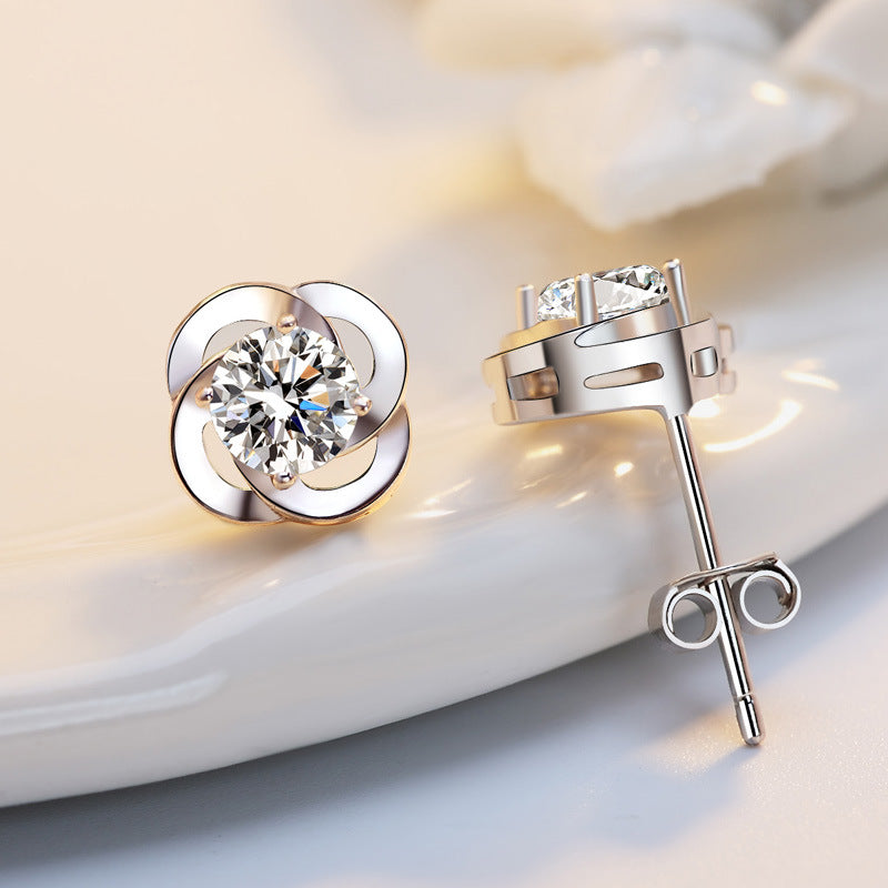 Elegant Sterling Silver Clover Earrings Lucky Minimalist Fashion Jewelry for Women