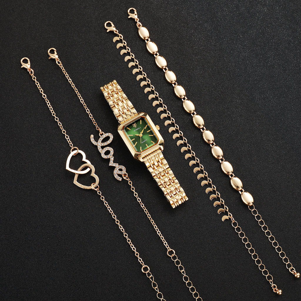 Sleek, Versatile Square Womens Watch Heart-shaped Bracelet