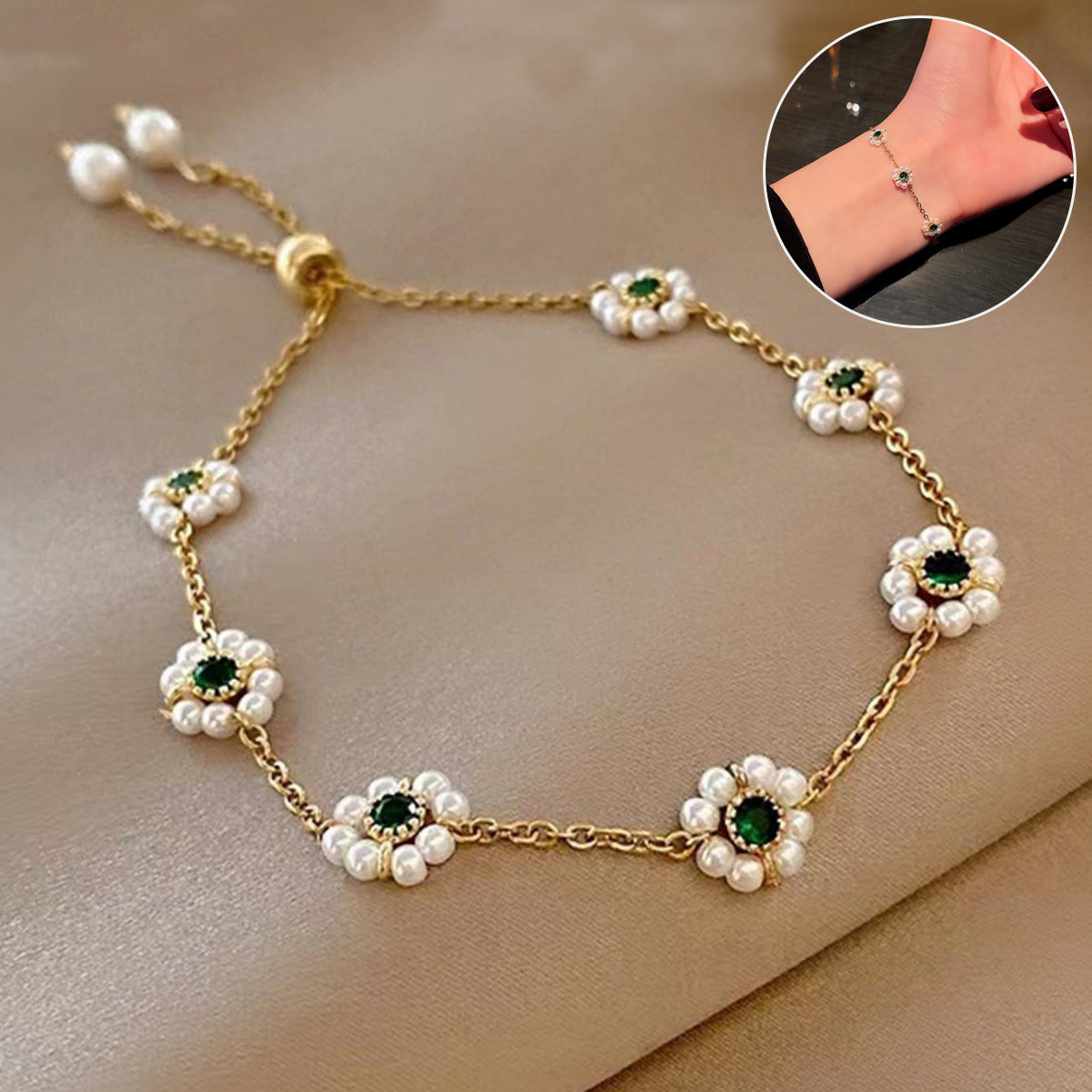 Pearl Flower Adjustable Bracelet – Elegant All-Match Fashion Chain Jewelry for Women