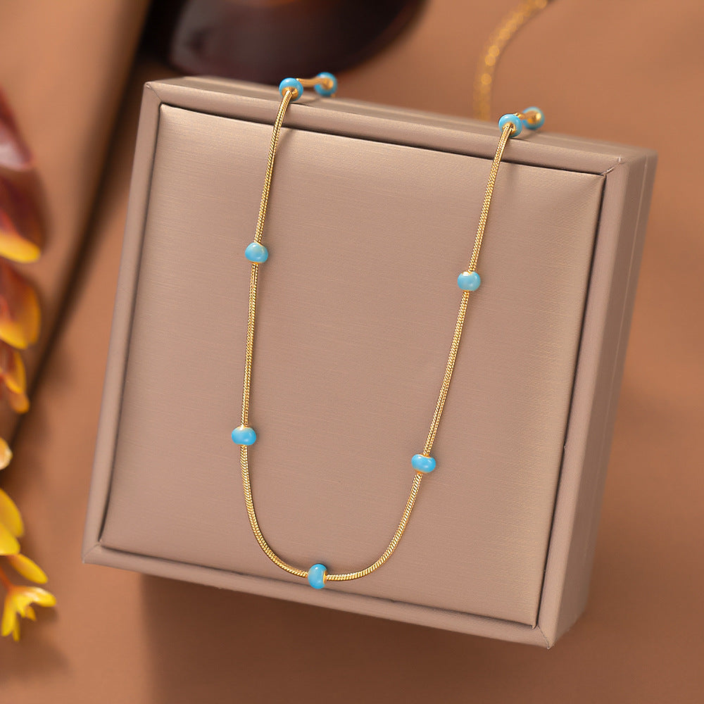 Titanium Steel Ball Drop Necklace – Minimalist Elegant Collar Chain for Women