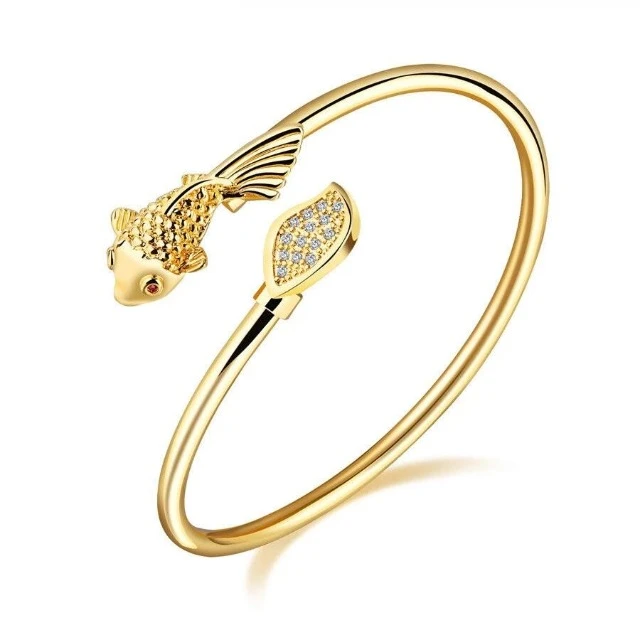 Gold Color Copper Charm Bracelet for Women – Open Fashion Bangle Jewelry