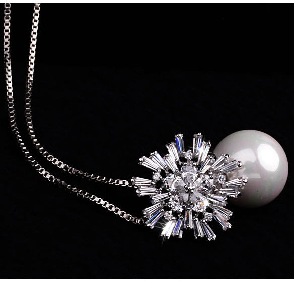 Pearl Zircon Necklace – Elegant Luxury Women’s Jewelry with Sparkling Design