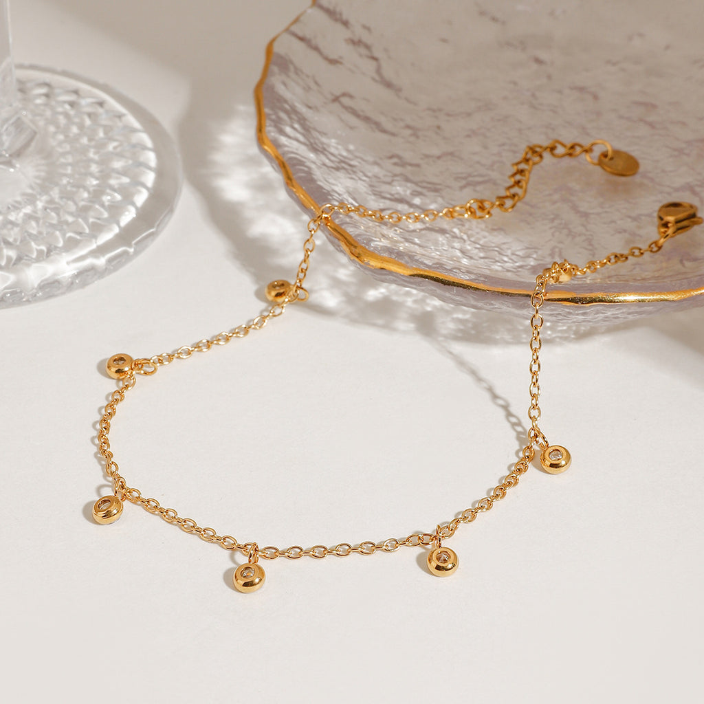 Stainless Steel Zircon Anklet Elegant All Match Jewelry for Women Daily Wear