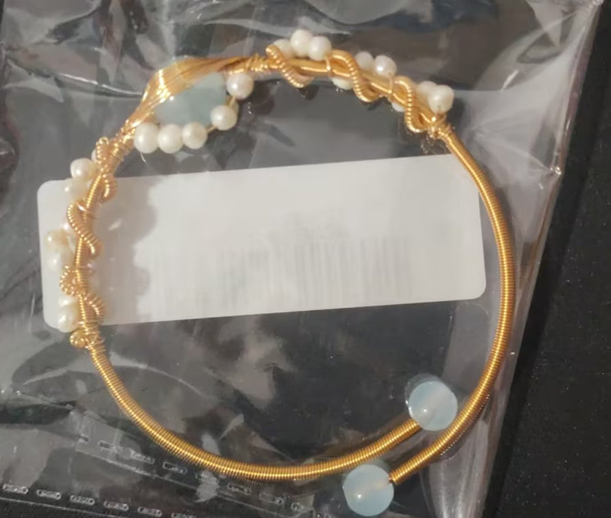 Gold Plated Pearl Bracelet for Women – Vintage Braided Cuff Fashion Jewelry