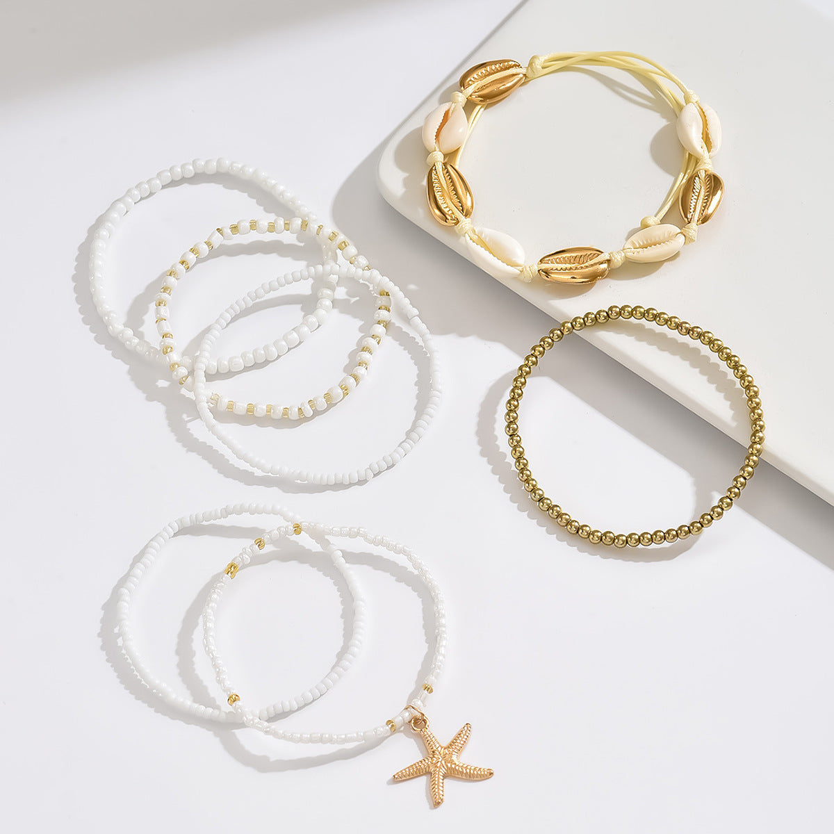 Resort Style Starfish Shell Rice Bead Anklet for Elegant Summer Beach Look