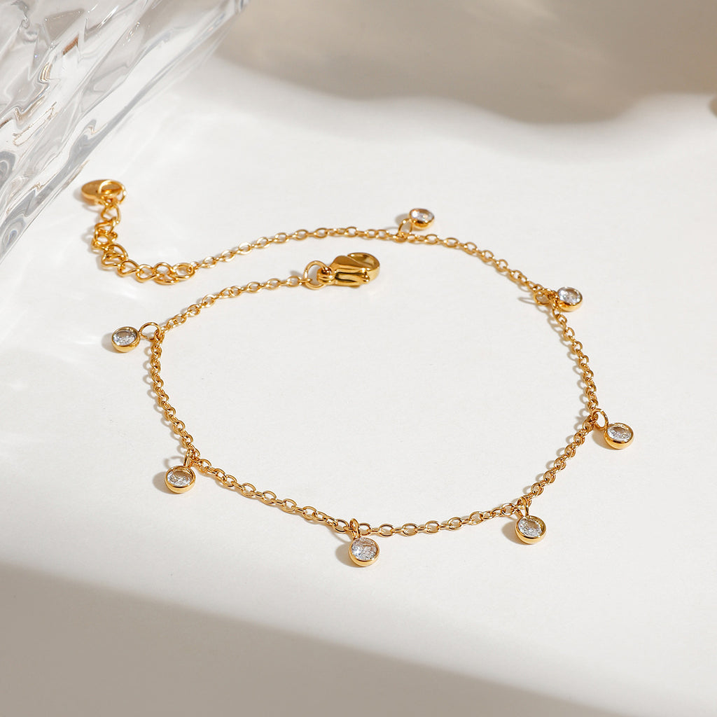 Stainless Steel Zircon Anklet Elegant All Match Jewelry for Women Daily Wear
