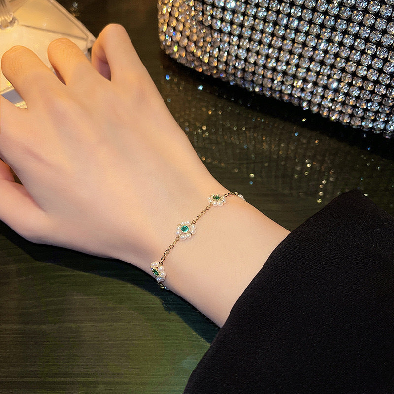Pearl Flower Adjustable Bracelet – Elegant All-Match Fashion Chain Jewelry for Women