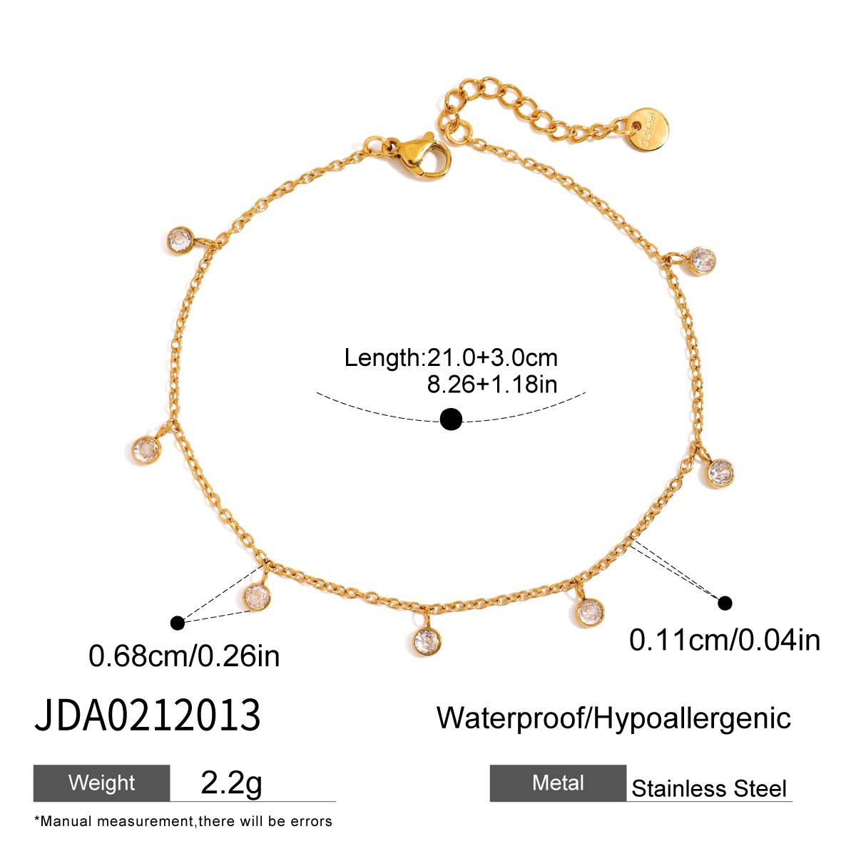 Stainless Steel Zircon Anklet Elegant All Match Jewelry for Women Daily Wear