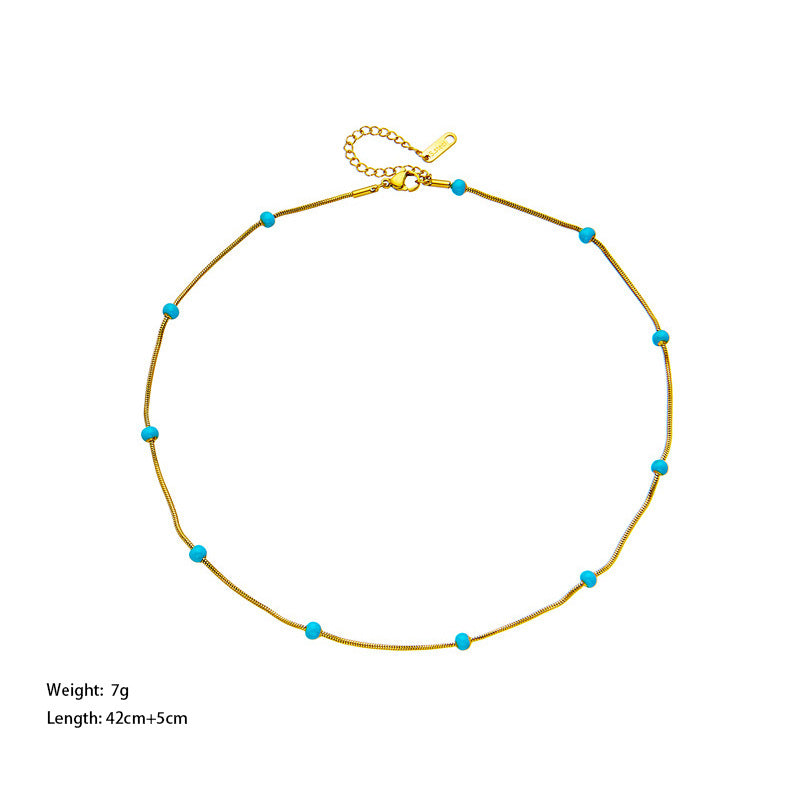 Titanium Steel Ball Drop Necklace – Minimalist Elegant Collar Chain for Women