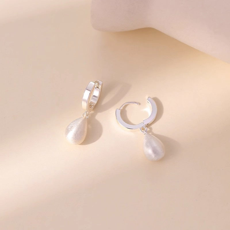 Elegant 18K Gold Plated Matte Brushed Waterdrop Earrings for Women Fashion