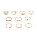 Boho Star & Moon Ring Set – 10-Piece Pearl Leaf Fashion Rings for Women