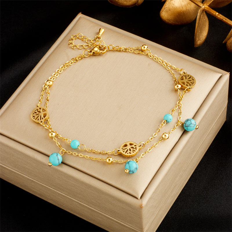 Fashionable Heart Shell Life Tree Butterfly Women’s Anklet Elegant Beach Jewelry