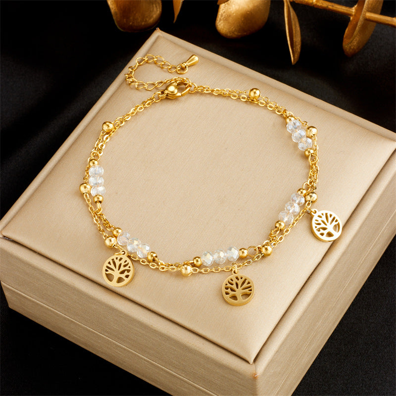 Fashionable Heart Shell Life Tree Butterfly Women’s Anklet Elegant Beach Jewelry