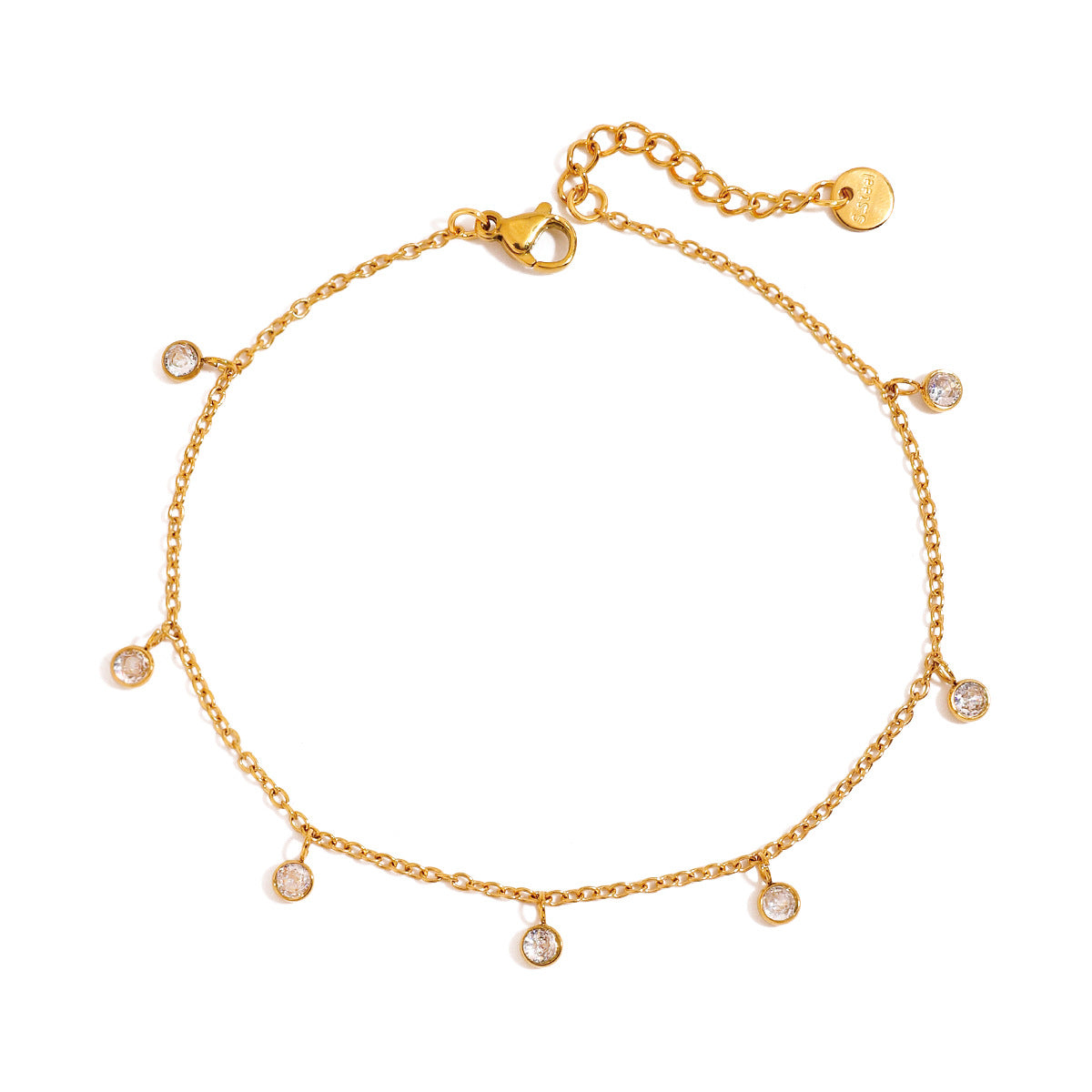 Stainless Steel Zircon Anklet Elegant All Match Jewelry for Women Daily Wear