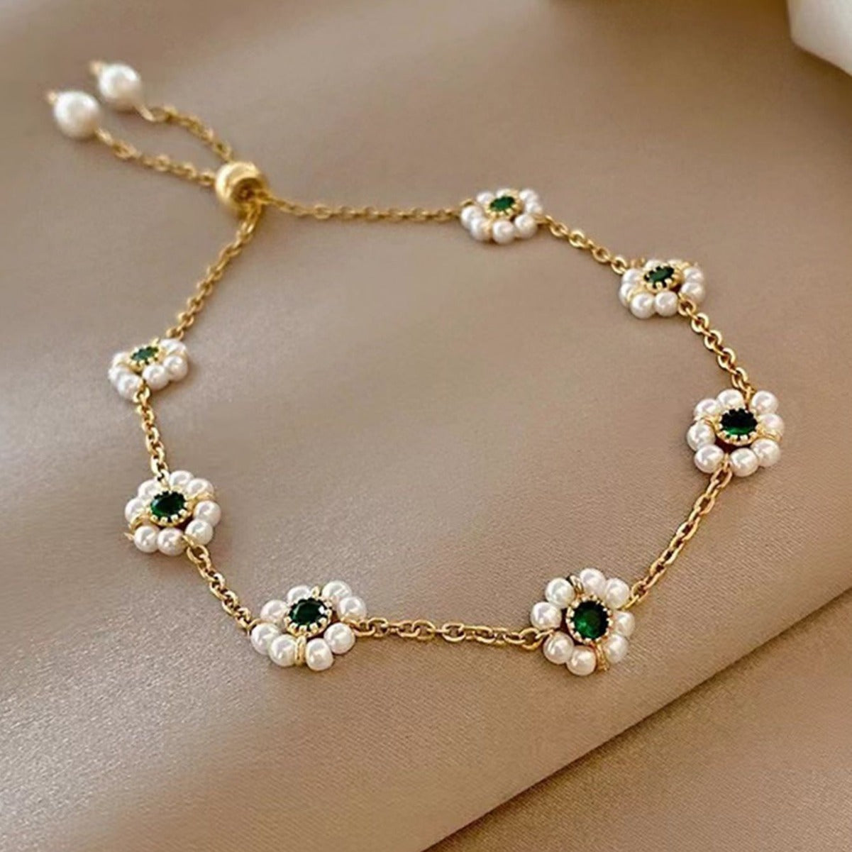 Pearl Flower Adjustable Bracelet – Elegant All-Match Fashion Chain Jewelry for Women