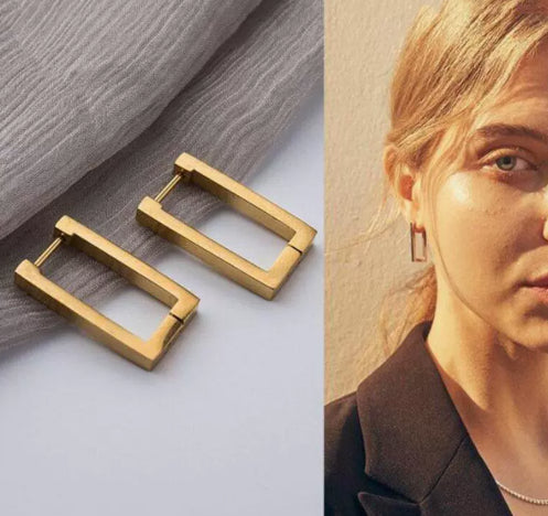 Elegant Cat’s Eye Flower Geometric Earrings
