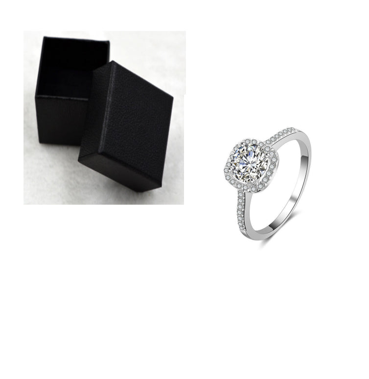 Elegant Silver Wedding Ring for Women – Square Cut Cubic Zirconia Luxury Engagement Band
