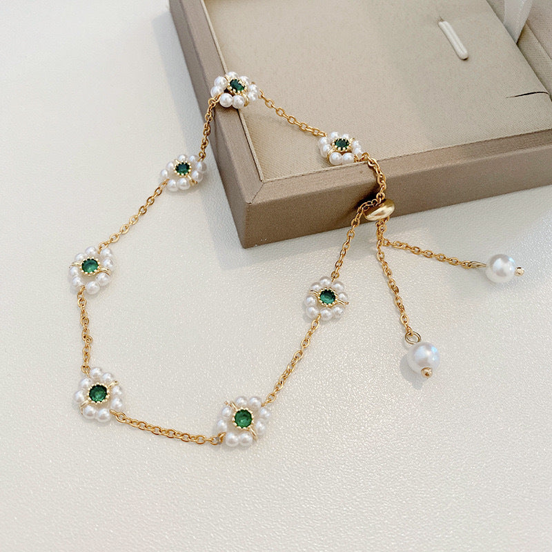 Pearl Flower Adjustable Bracelet – Elegant All-Match Fashion Chain Jewelry for Women